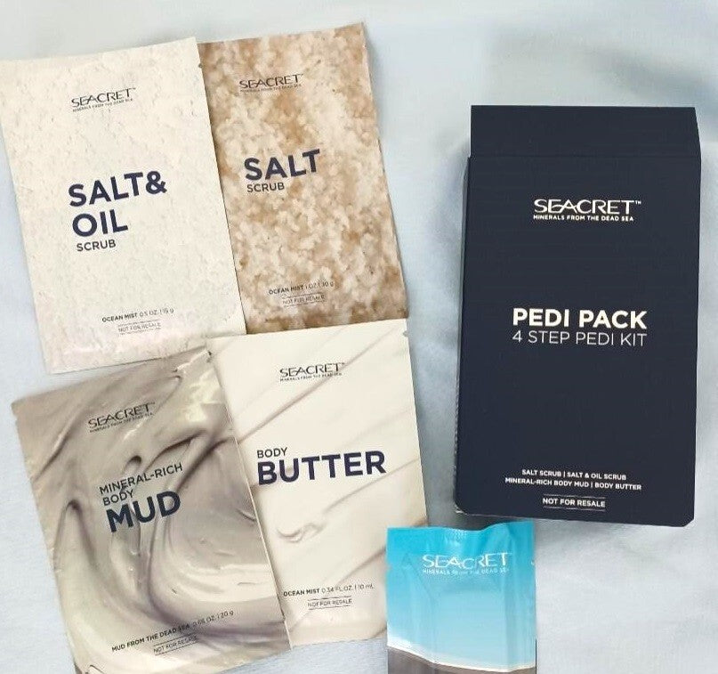 Seacret Pedi Pack 4 Step Kit Salt Scrub Oil Scrub/Body Mud/Body Butter