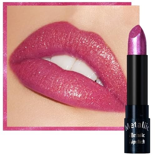 Color Changing Glitter Lipstick - Metallic Shimmer Lip Makeup for Women