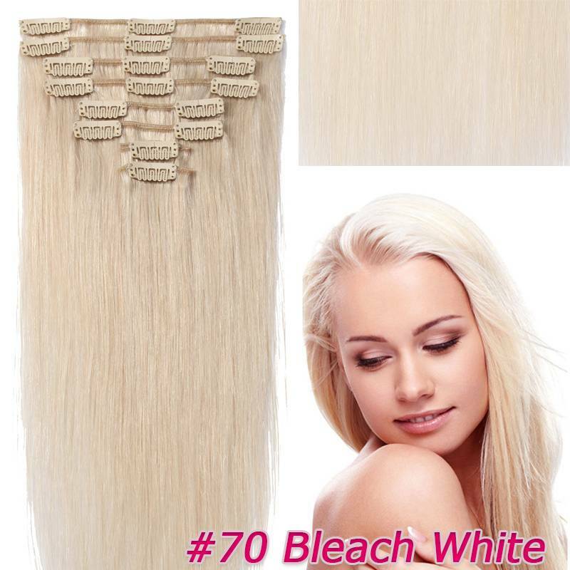 Clip In Human Hair Extensions Full Head 7 or 8 Pieces Remy Hair