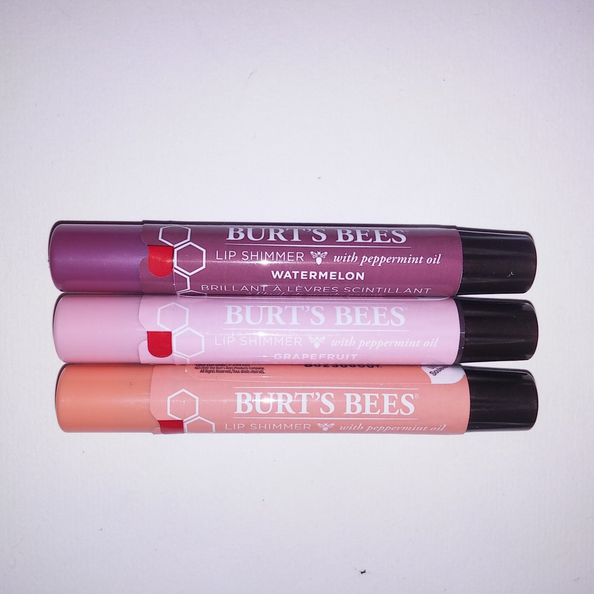 Set of 3 Watermelon Grapefruit Apricot Lip Shimmer Kissable Color - Burt's Bees