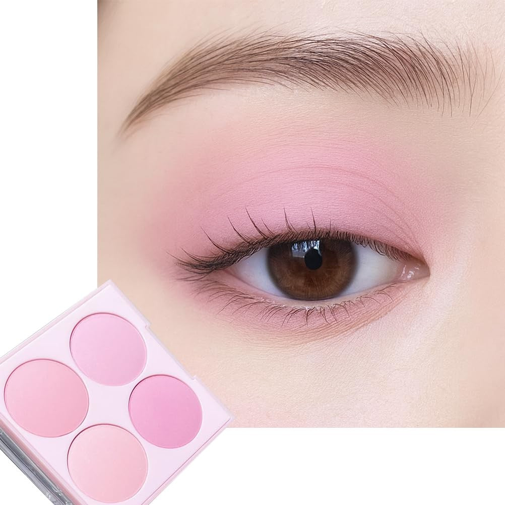 4 Color Matte Pink Eyeshadow Palette - Long-Lasting, Blending, Natural & Glam Looks