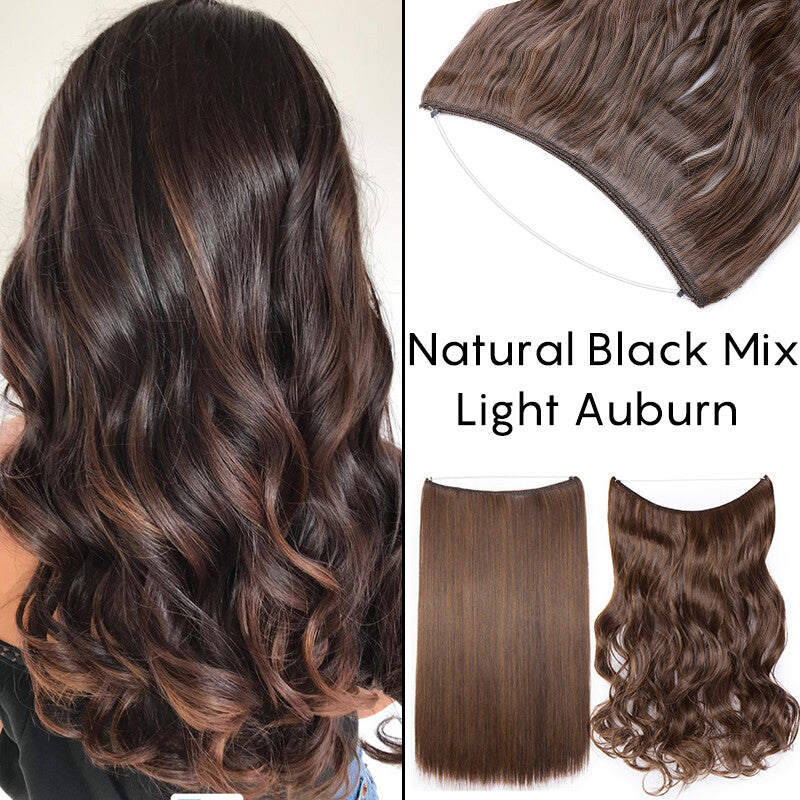 Natural Wire-In Hair Extensions Clip-In Nano Ring Hairpiece - Versatile & Easy to Use