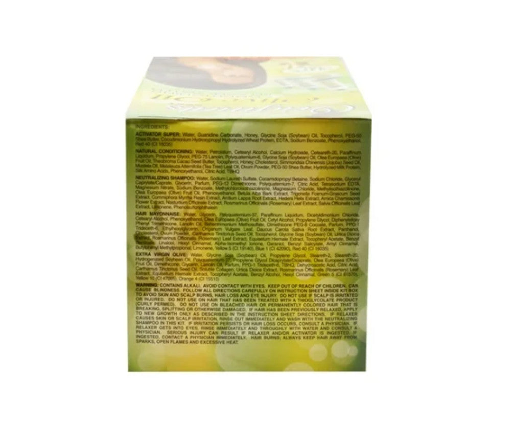 Olive Oil Hair Relaxer Kit for Coarse Hair - No Lye Straightening