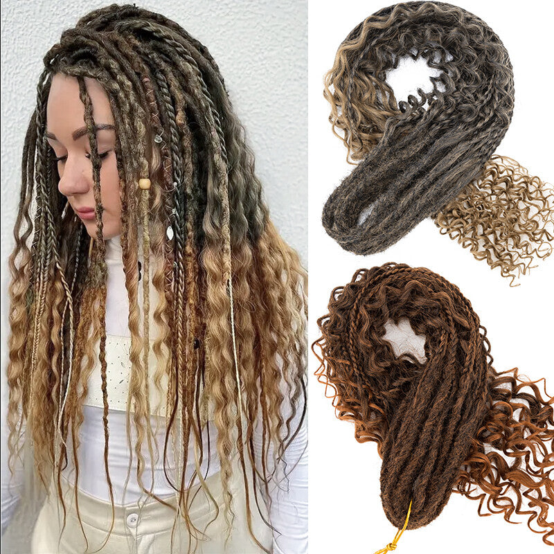 Wavy Double Ended Dreadlock Extensions with Curly Ends for Women