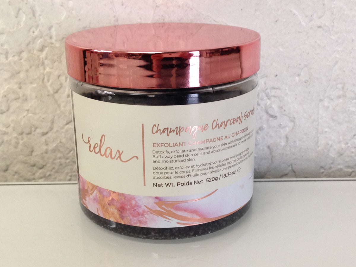 2x Manna Kadar Relax Champagne Charcoal Scrub Sea Mineral Exfoliant