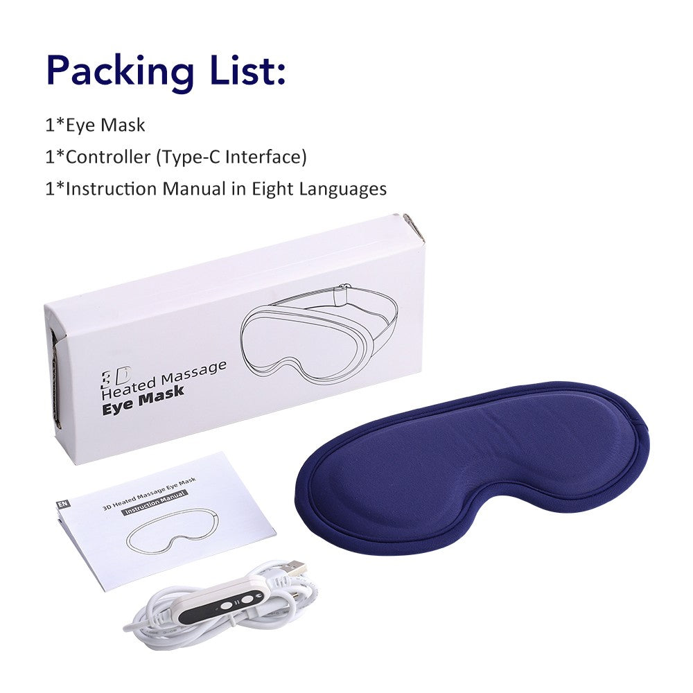 Electric Heated Eye Mask with 5 Temperature & 6 Vibration Modes - Relax & Relieve Eye Fatigue