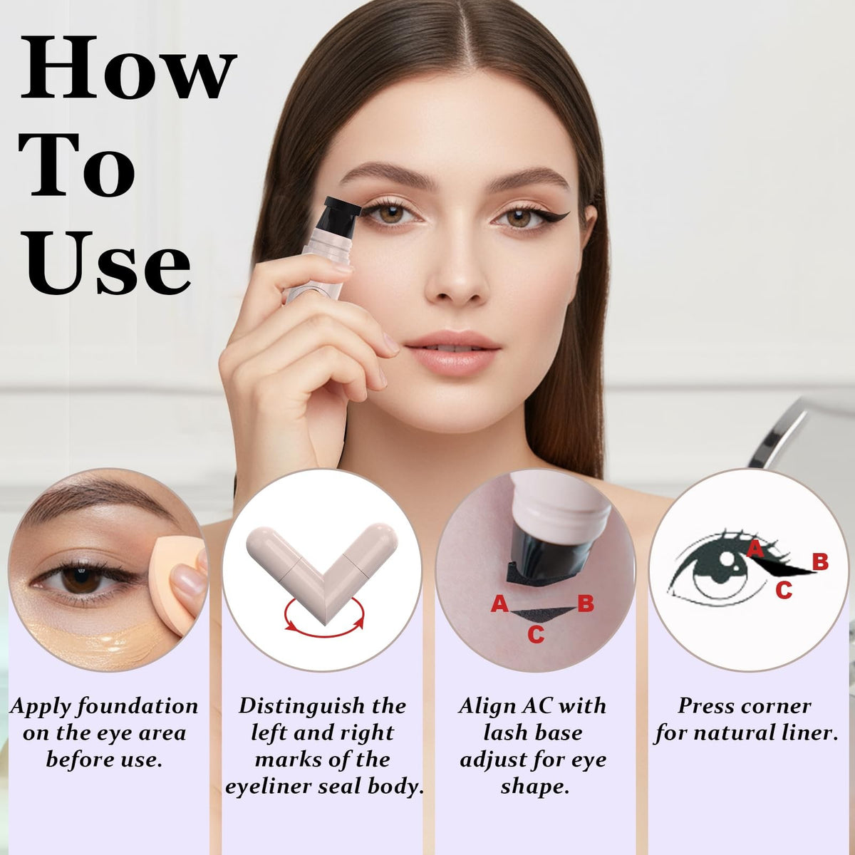 Winged Eyeliner Stamp Set - Foldable Gel Eyeliner Pencils for Flawless Cat Eye