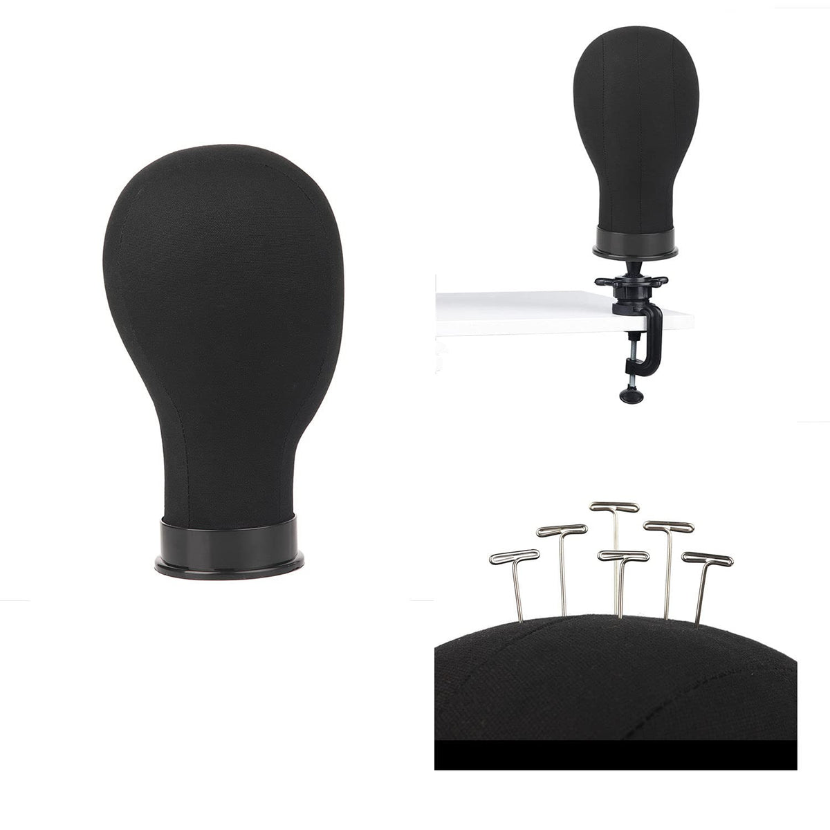 21-Inch Canvas Wig Head with Stand for Styling and Display