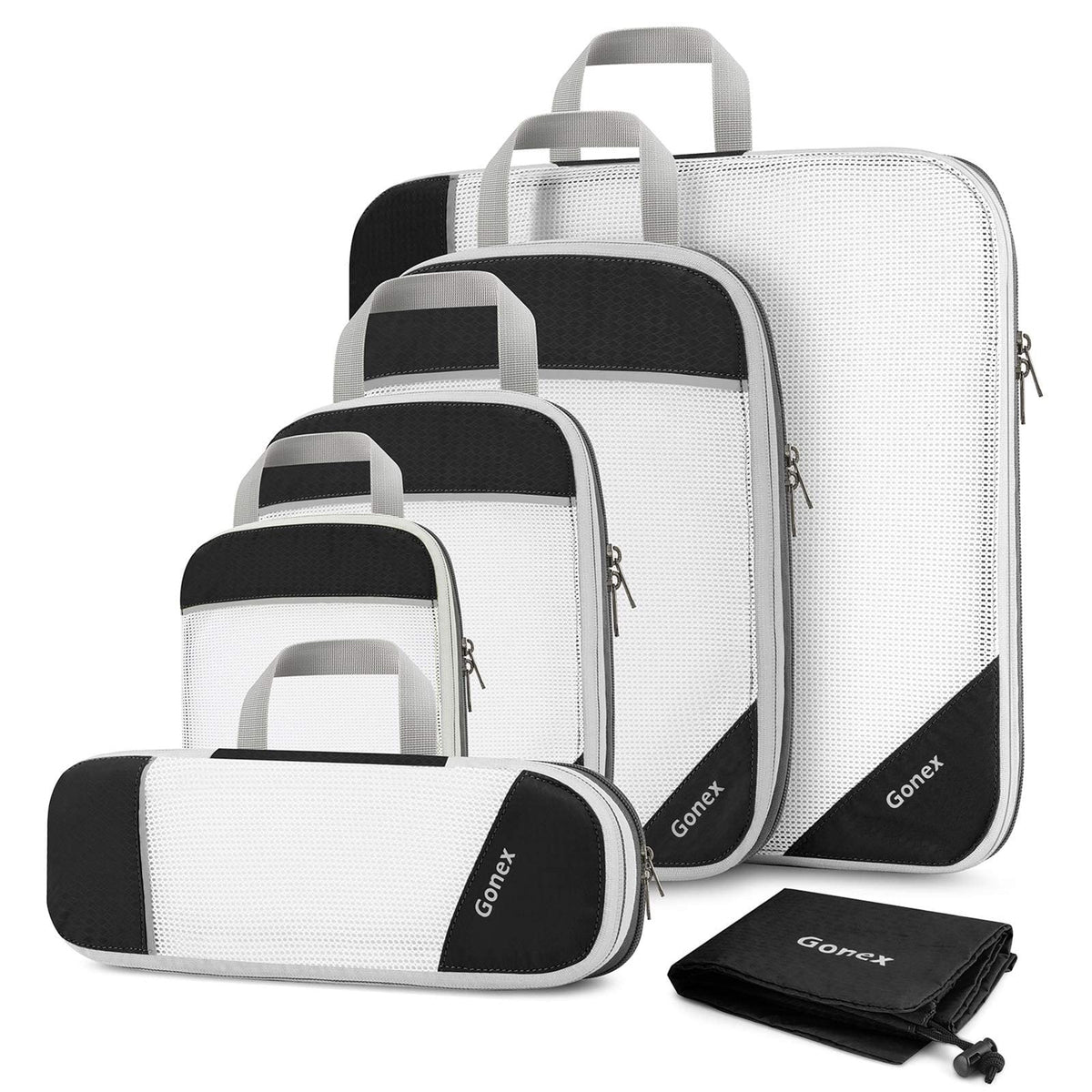 Gonex 6-Piece Packing Cubes Set with Laundry Bag – L, M, S, XS, Slim