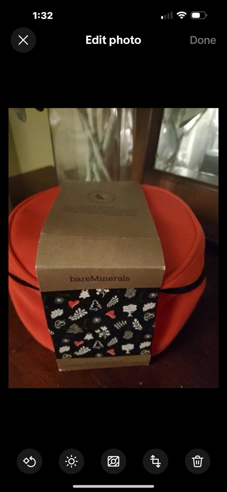 Christmas Edition Cosmetic Bag with Handle - Red Canvas & Black Zipper