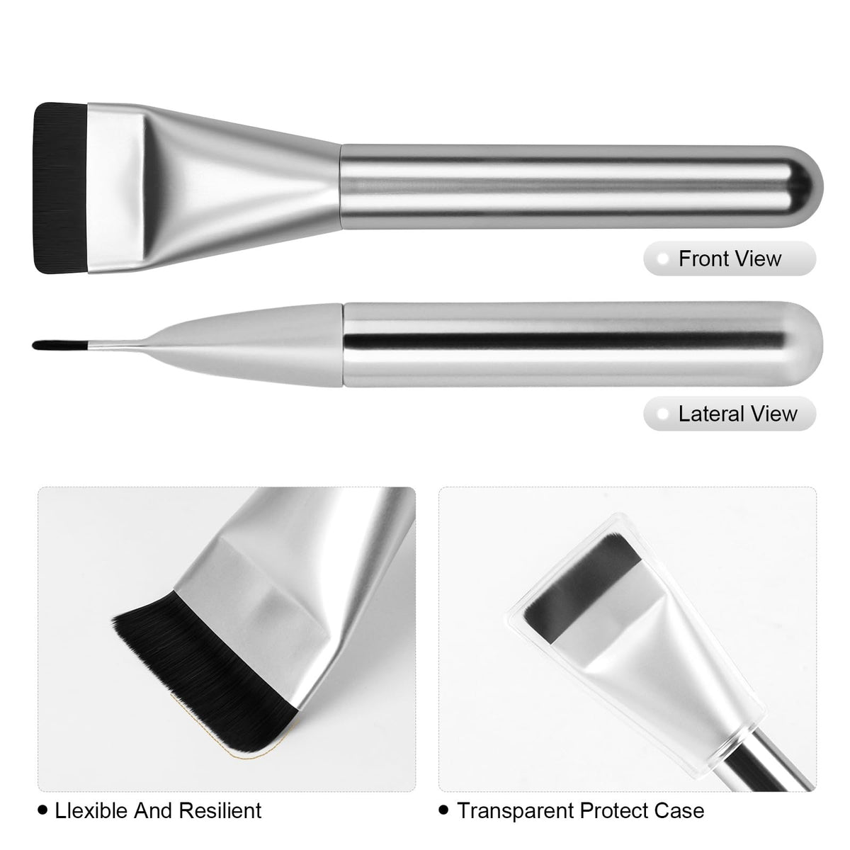 Flat Foundation Brush - Korean Makeup Spatula with Silver Handle