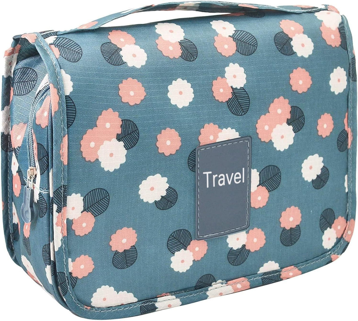Compact Floral Travel Toiletry Bag with Multiple Compartments