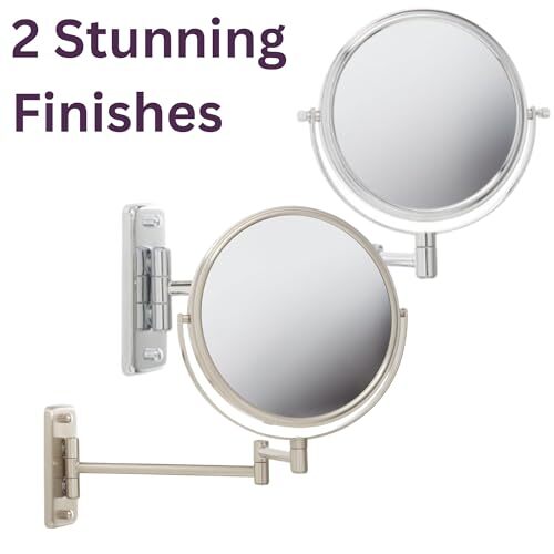 8-Inch Two-Sided Wall Mount Makeup Mirror with 8X Magnification and Extendable Arm
