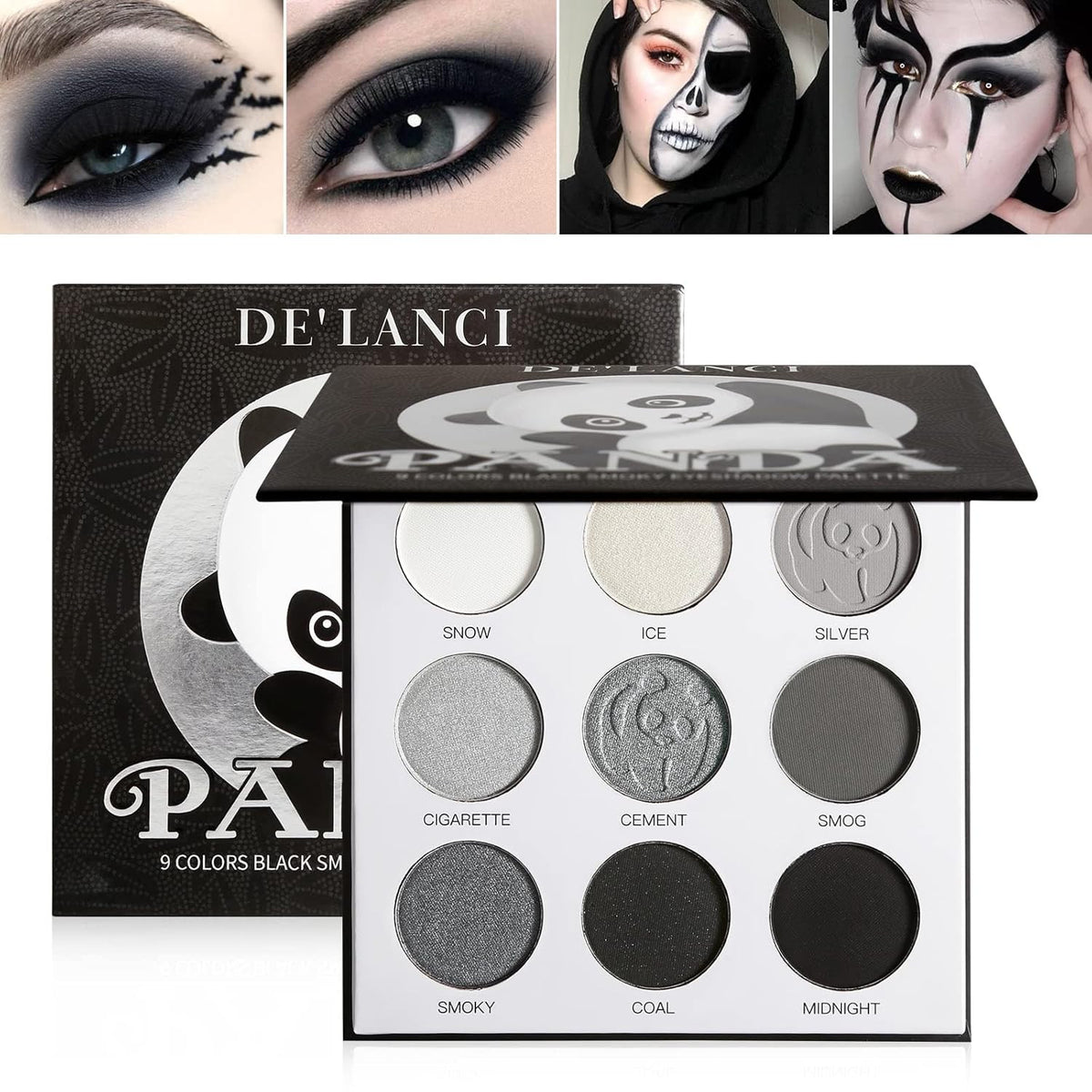 Smoky Eye Shadow Palette 9 Color Black Gray Matte Shimmer Glam Palette