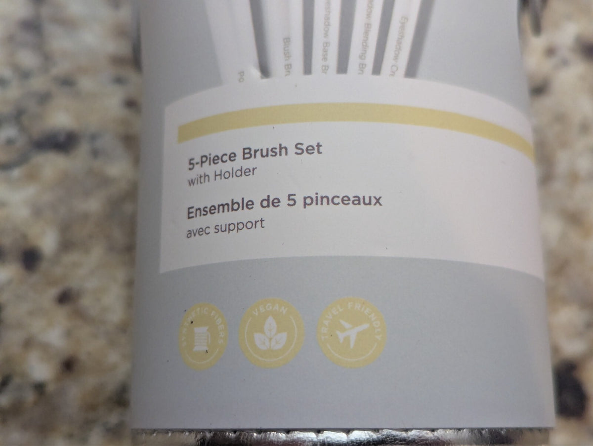 Pur 5-Piece Makeup Brush Set with Holder - Silver