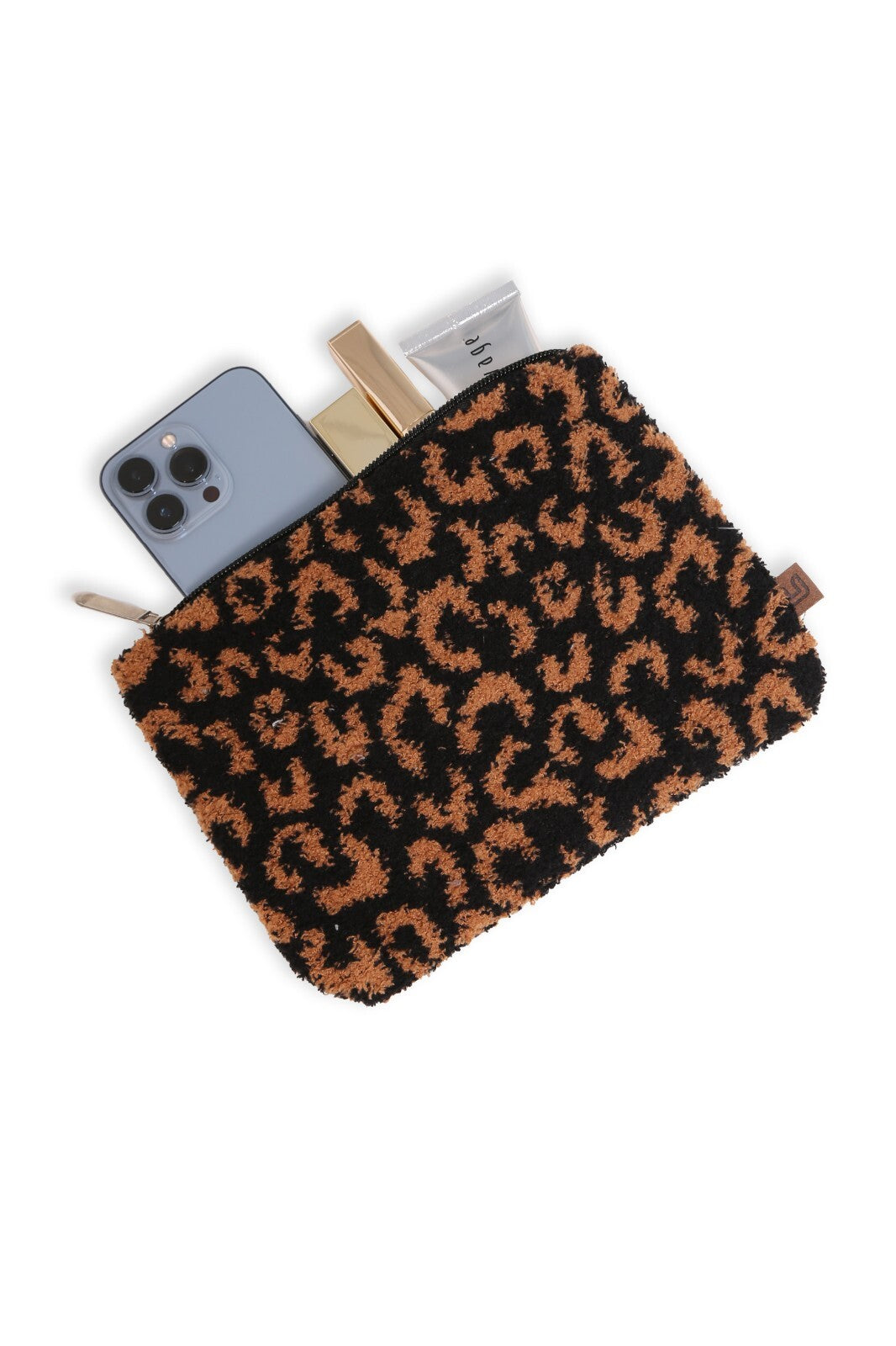 Leopard Pattern Travel Pouch with Zipper Closure - Small Cosmetic & Organizer Bag