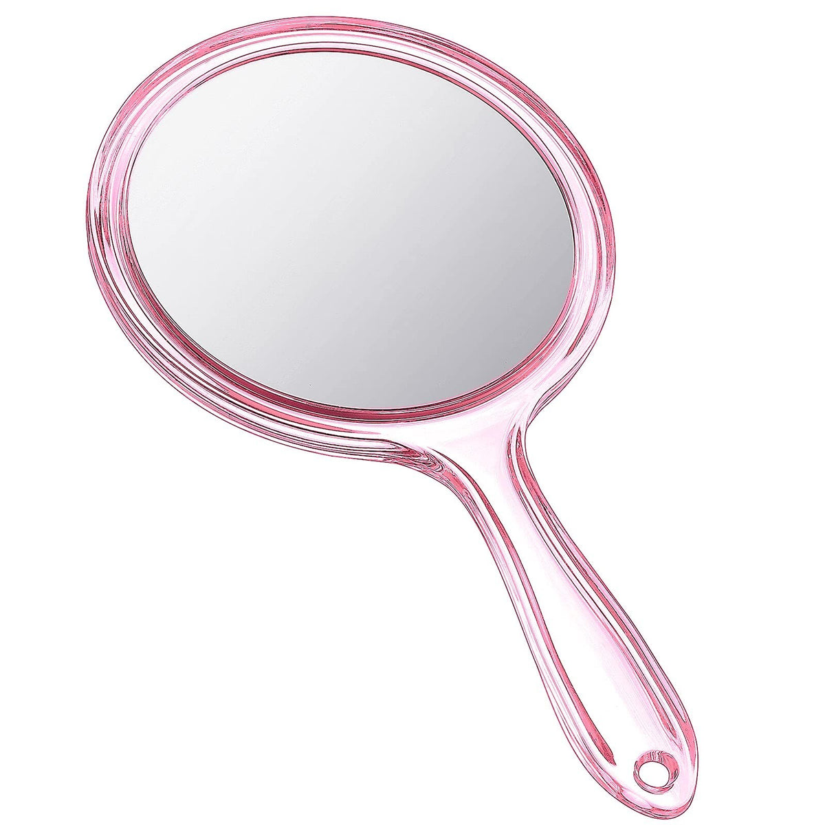 Double-Sided Hand Mirror 1x/2x Magnifying with Handle - Pink