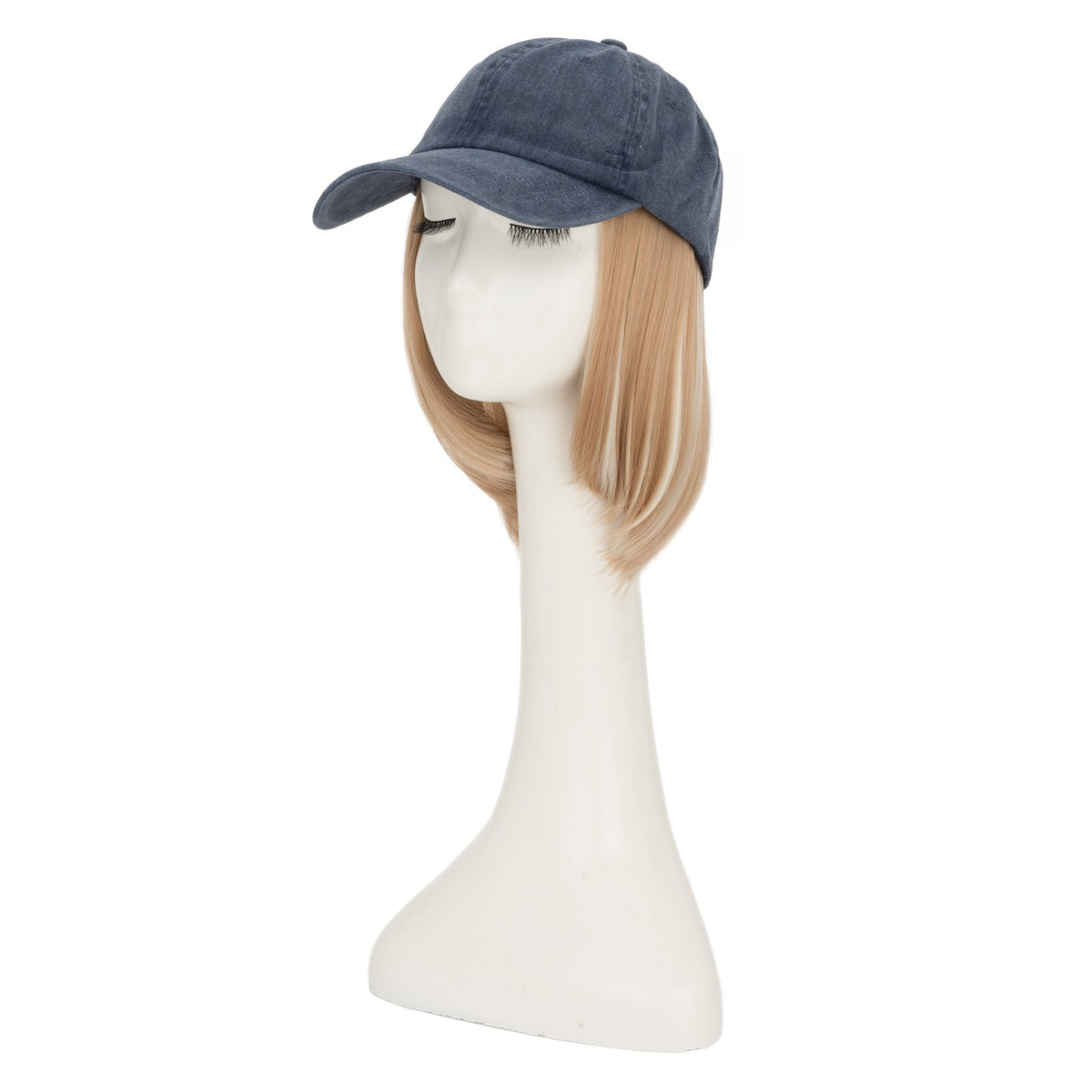 8-Inch Curly Baseball Cap with Synthetic Ponytail Hair Extensions - Natural Look