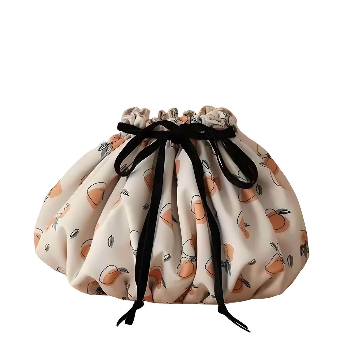 Large Capacity Drawstring Makeup Bag with Oxford Fabric and Fruit Pattern