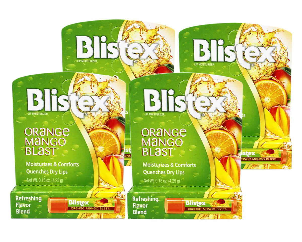 Lip Balm Set - Orange Mango Blast with Vitamins C & E, 4 Pack