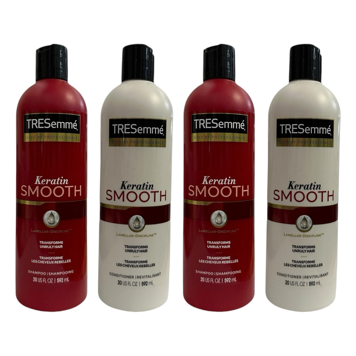 Lot of 4 Tresemme Keratin Smooth Lamellar Discipline Shampoo &