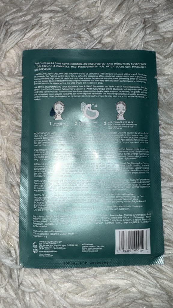 Dissolving Microneedle Eye Patches with Hyaluronic Acid - 1 Pair