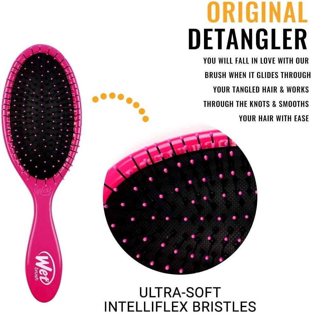 Heat-Resistant Wet Brush with Decals for Healthy Hair Pink - Ergonomic Styling Tool