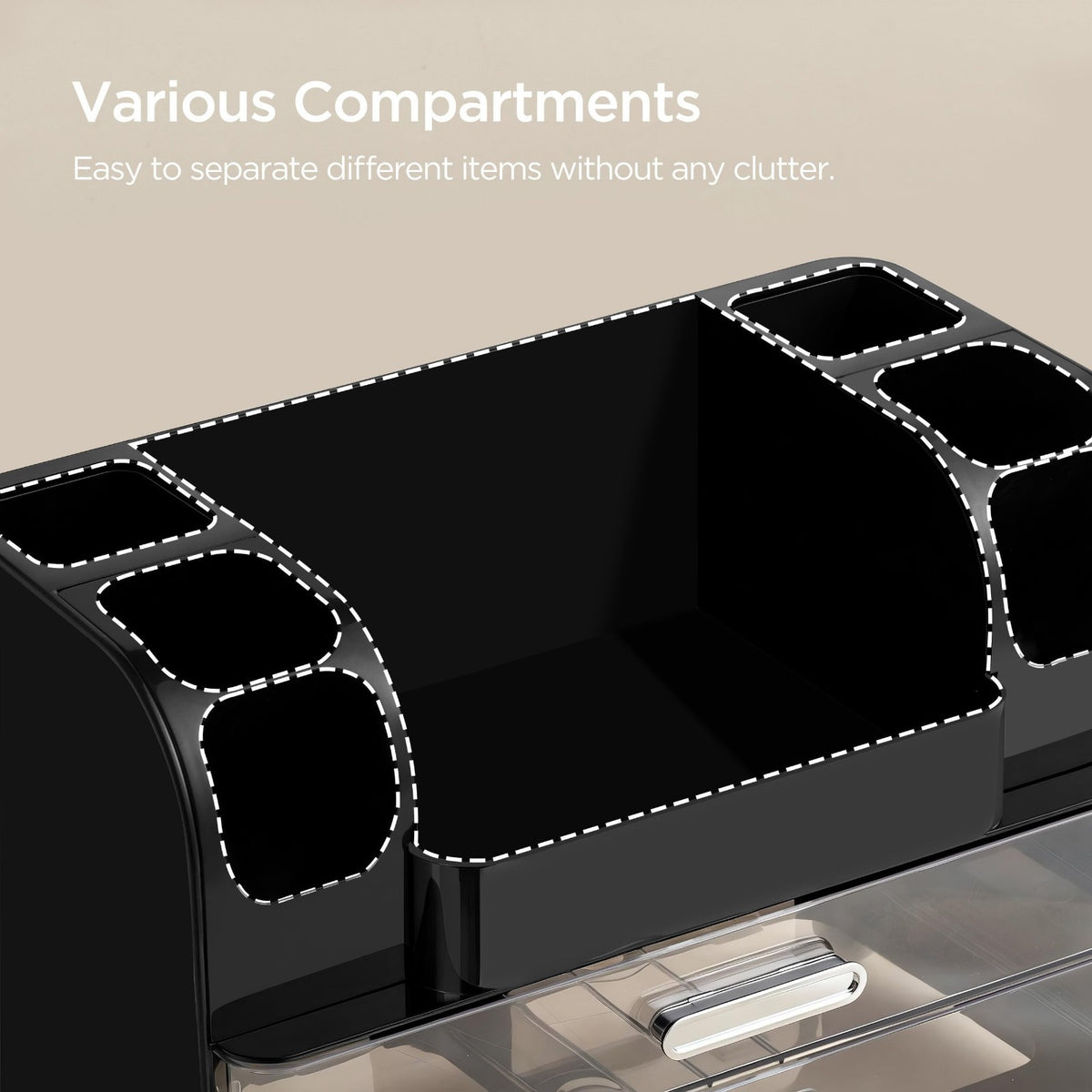 Makeup Organizer with Brush and Cosmetic Storage for Vanity and Bathroom