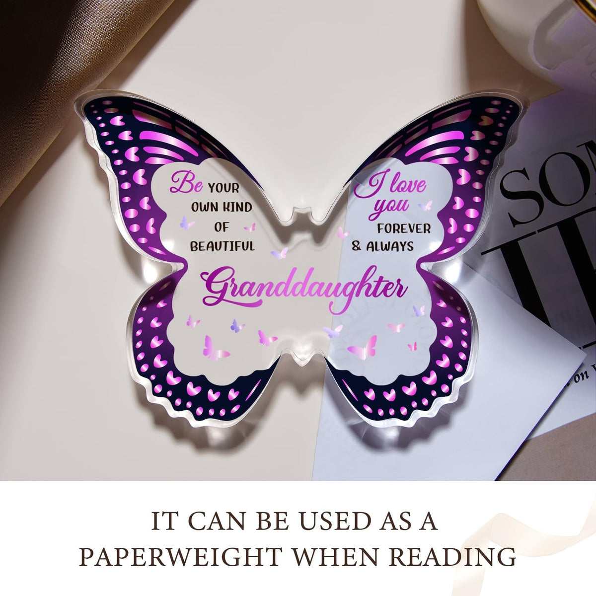 Granddaughter Gifts from Grandma Butterfly Acrylic Plaque - Sentimental Jewelry Keepsake