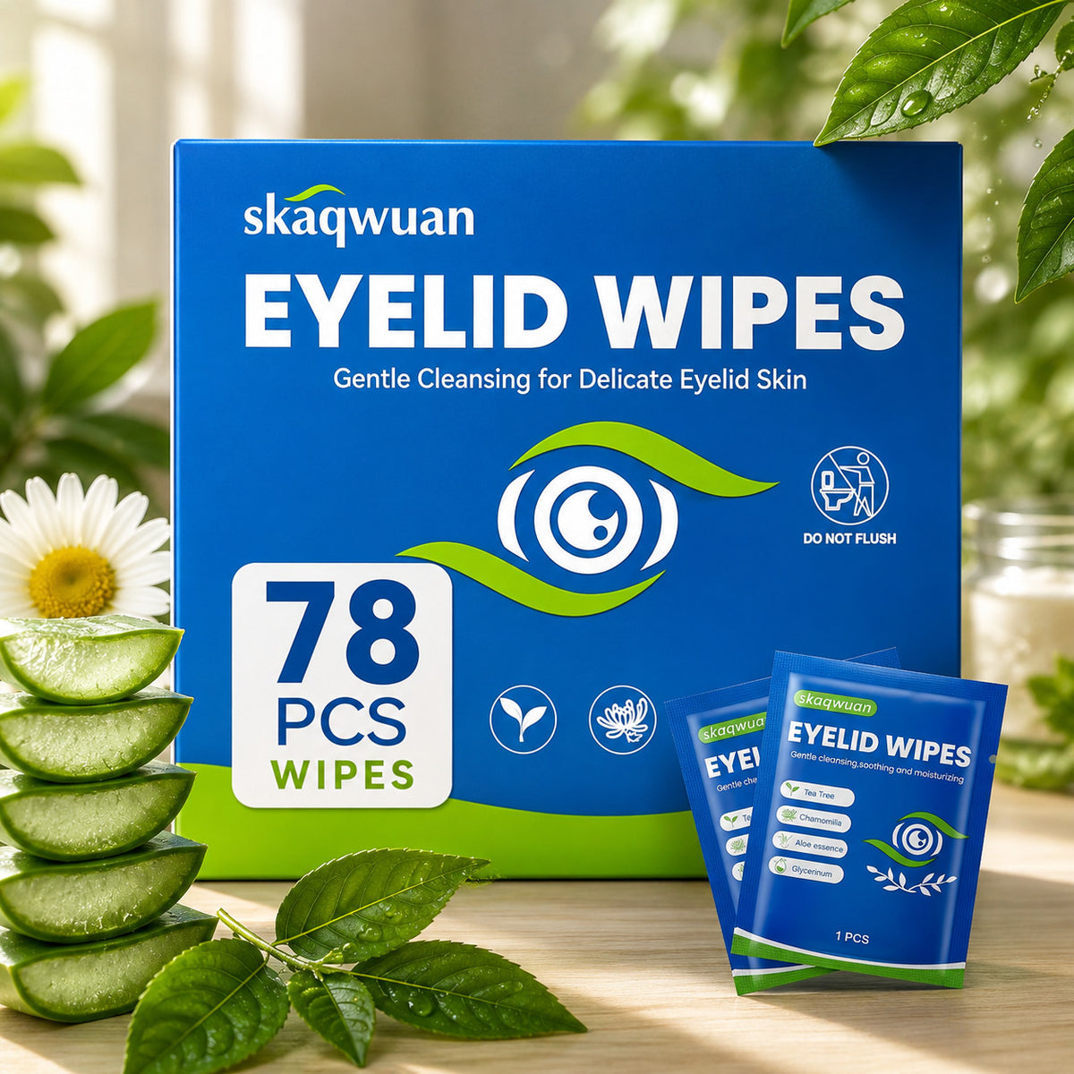 78PCS Tea Tree Oil Eyelid Wipes – Individually Wrapped Eye & Face Cleansing Cloths