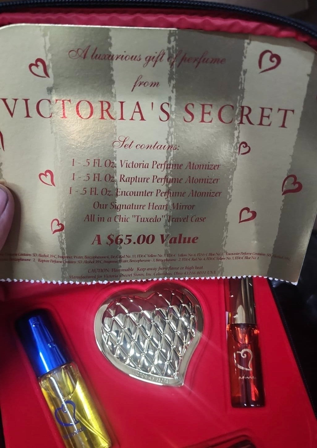 Mini Travel Set with Mirror - 3 Piece Victoria's Secret 0.5 oz-15ml Includes Bag