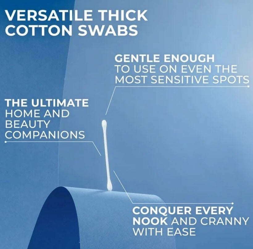 Cotton Swabs Pack - 750 Count, Soft 100% Cotton Tips for Personal & First Aid Use