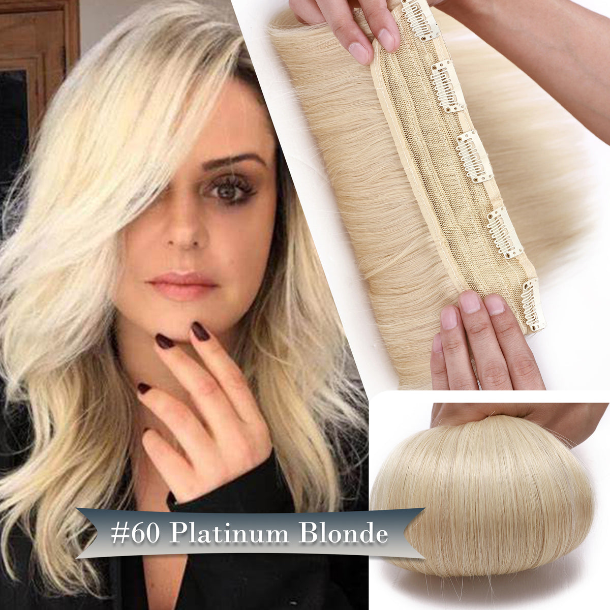 Clip-In Hair Extensions One Piece Full Head Remy Human Hair - Multiple Colors & Lengths