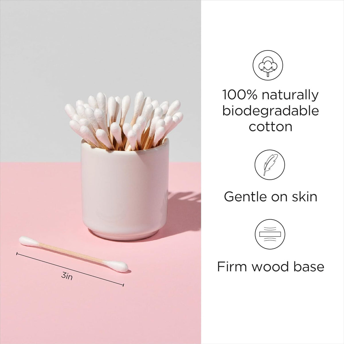 Cotton Swabs with Wooden Sticks - 375 Sterile Cotton Tips for Personal Care