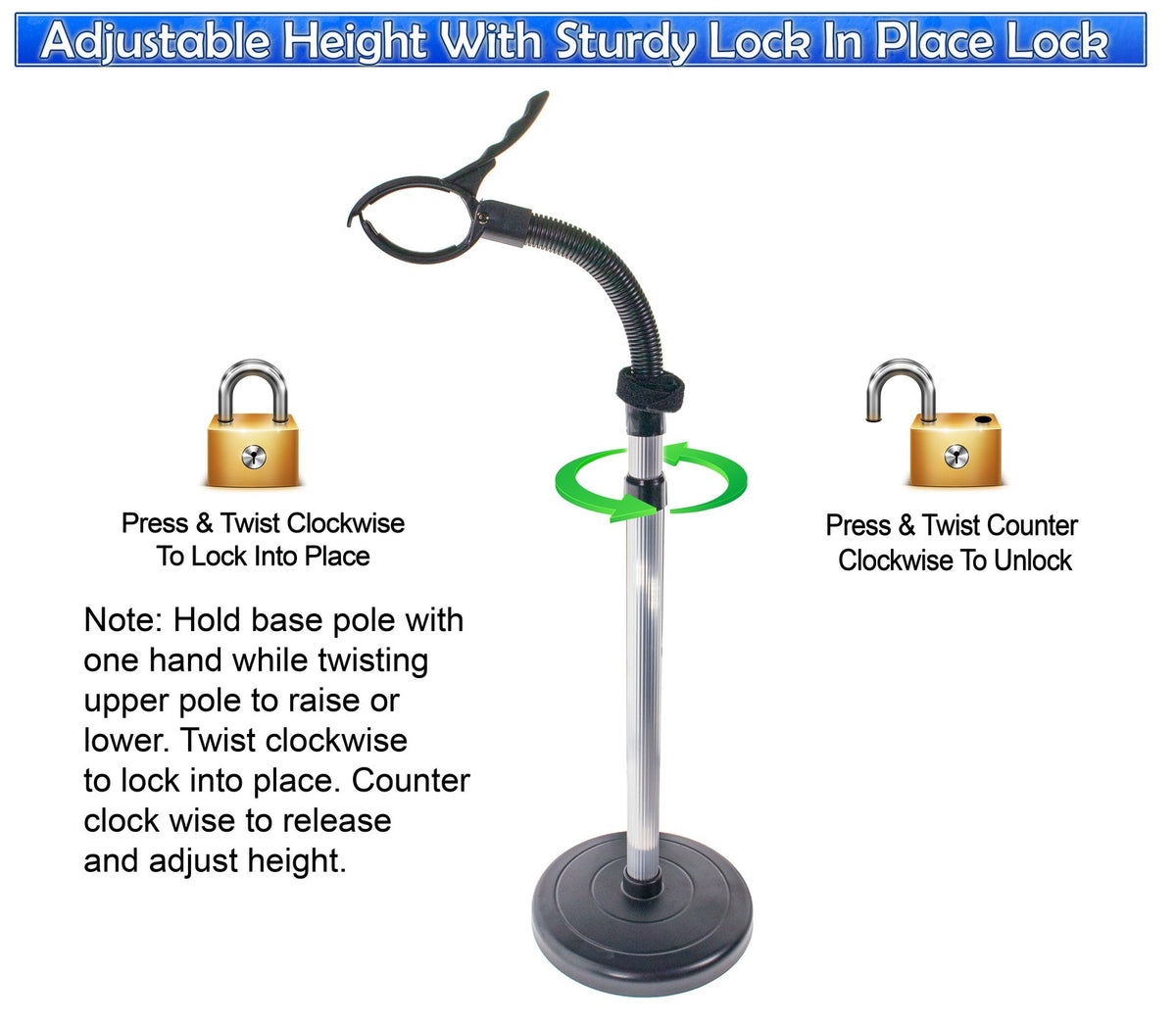 Adjustable Hands-Free Hair Dryer Stand with 360° Rotation & Stable Base