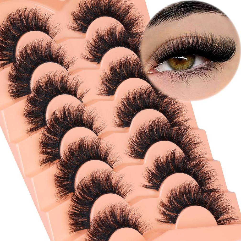 18mm 3D Mink False Eyelashes Cat Eye Volume Strip Lashes - Reusable