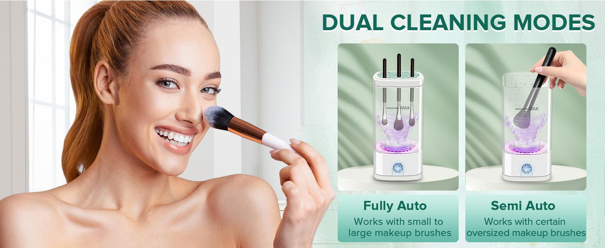 Electric Makeup Brush Cleaner Machine – 2-in-1 Automatic Cleaning & Dryer Holder