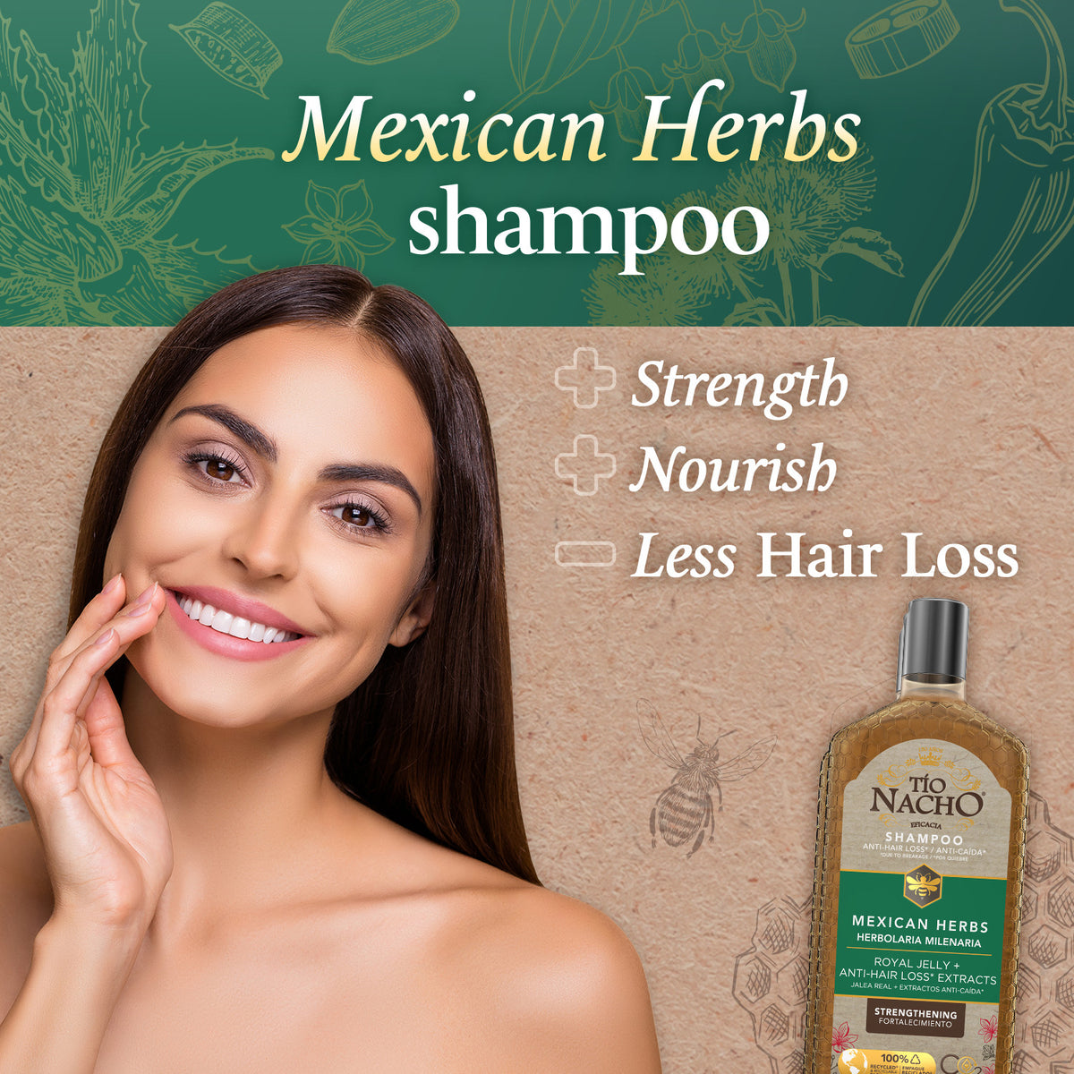 Tío Nacho Strengthening Shampoo with Mexican Herbs 14 oz