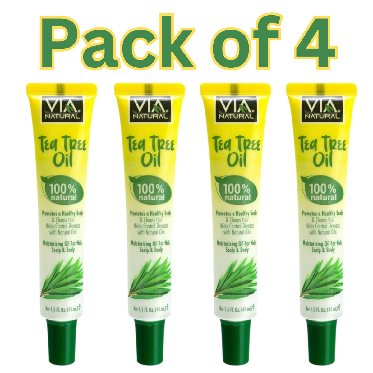 Natural Tea Tree Oil for Hair & Skin Moisturizing - Pack of 4, 1.5 Fl Oz Each