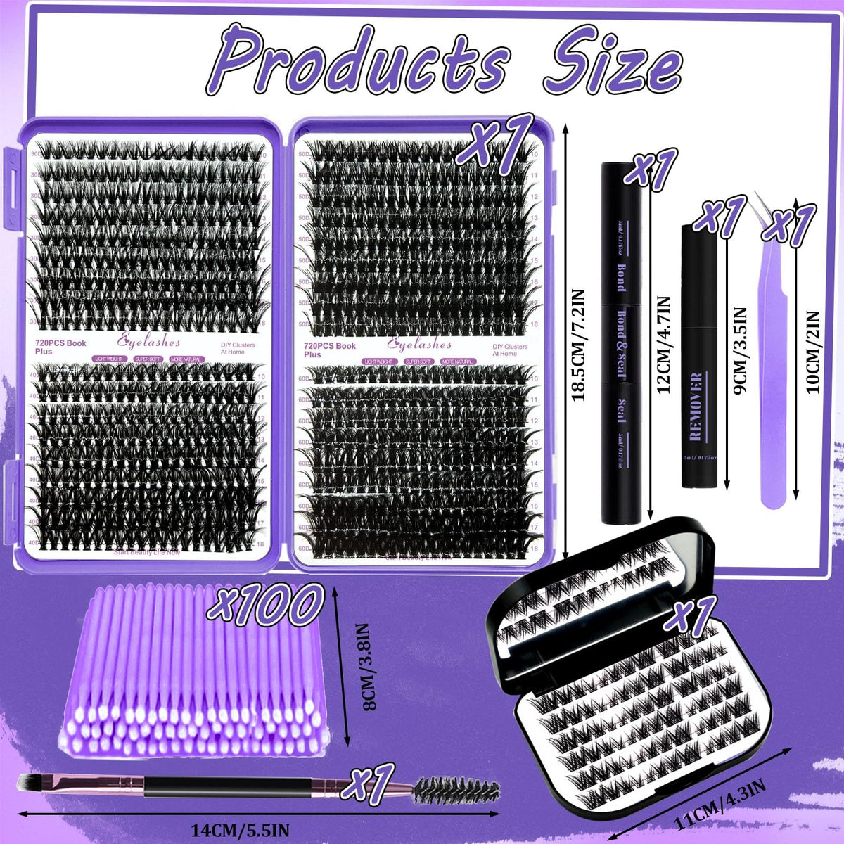 DIY Lash Extension Kit 792 Pcs D Curl Individual Eyelashes with Tools