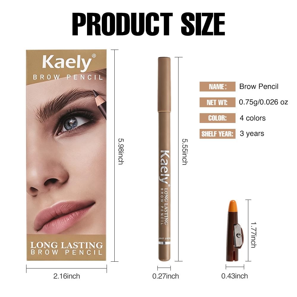 6-Piece Wooden Eyebrow & Eyeliner Pencil Set Waterproof & Smudge-Proof