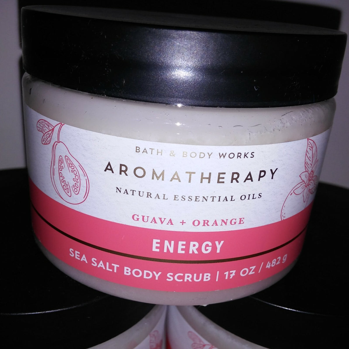 Set of 3 Sea Salt Body Scrubs with Aromatherapy Guava Orange – Energy & Exfoliation