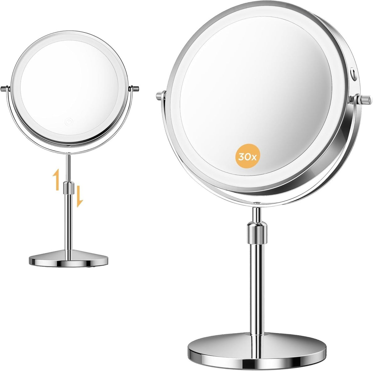 Double Sided Makeup Mirror with 30X Magnification and LED Lights