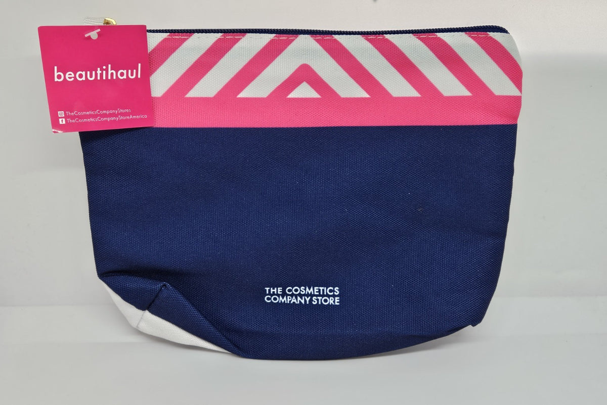 Beauty Makeup Bag Pouch - Blue & Pink Magenta Stripe Case