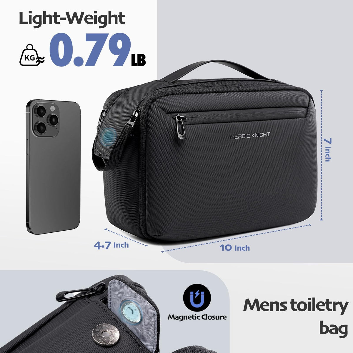 Waterproof Travel Toiletry Bag with Wet Pocket & Dry Compartment – Large Dopp Kit for Men