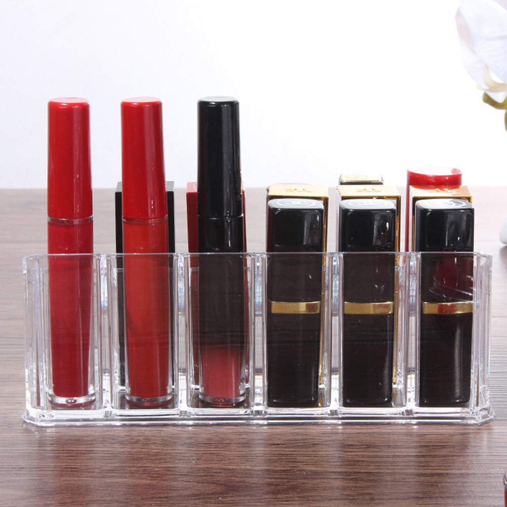 Clear Makeup Organizer with 18 Lipstick Slots - Cosmetic Storage Box