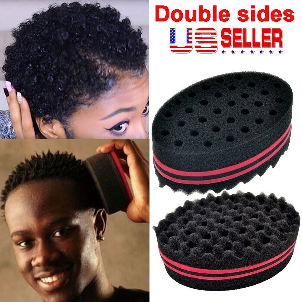 2pcs Wave Barber Sponge Hair Brush Afro Curl Twist Dreads Coil Men