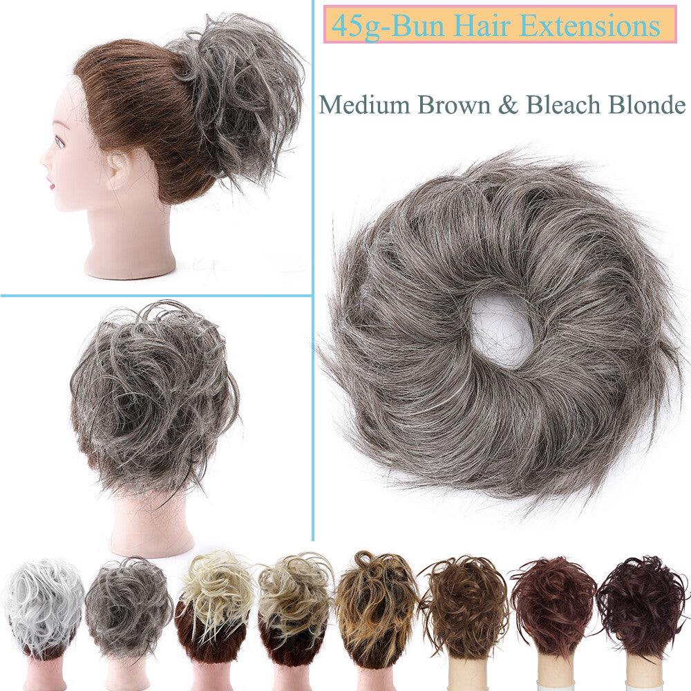 Large Messy Bun Hair Extension - Voluminous Synthetic Ponytail Wrap