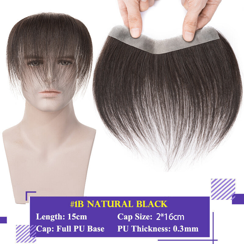 Human Hair Toupee for Men Receding Hairline - Skin PU Base & Natural Look