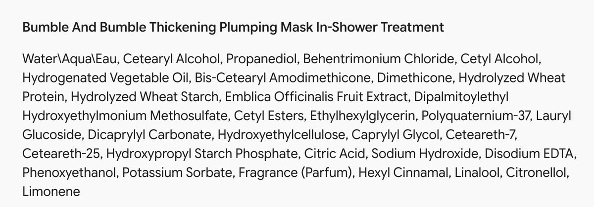 Bumble and Bumble Thickening Plumping Hair Mask - In-Shower Treatment 1 oz